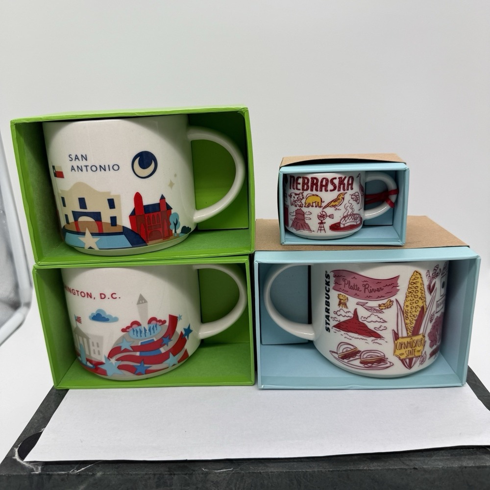 Starbucks Mug Lot 4 San Antonio Washington DC Nebraska You Are Here Been There